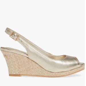 Lilly Pulitzer Gigi Leather Slingback Peeptoe wedges, Size 6.5